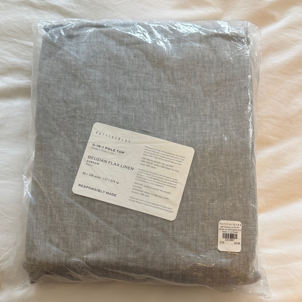 Pottery Barn Belgian Flax Linen 3 in 1 pole top curtain panel color: flagstone